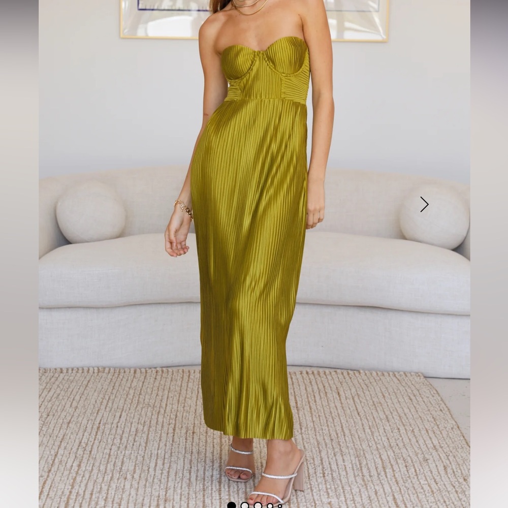 Hello Molly Strapless Olive Dress
